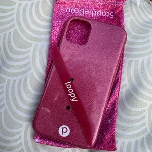 Loopy case iPhone 11 comes with original loop and bag, pink sparkle